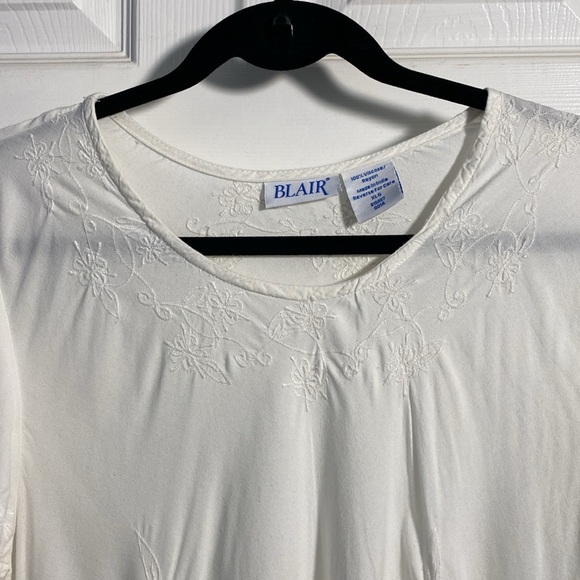 Blair Tunic Short Sleeve Embroidered Top, White, XL - Picture 3 of 6